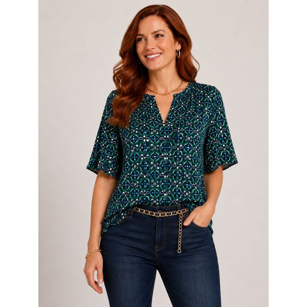 Croft & Barrow Geometric Print Short Sleeve Top
